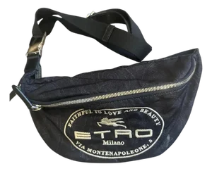 1990s Iconic Blue Paisley Fabric Belt Bag Pouch by Etro Milano