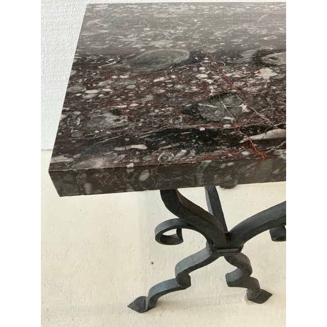 Antique Spanish Marble Top Wrought Iron Side Table. For Sale - Image 9 of 10