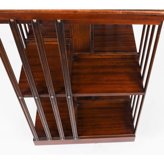 Brown Vintage Inlaid Mahogany Revolving Bookcase, 1980s For Sale - Image 8 of 11