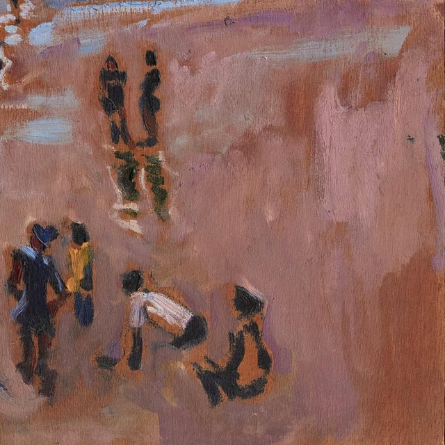 Wood 'Beach Day at Porto Seguro' by Sergio Telles, 1976, Brazilian Fauvist Coastal Landscape, Rio De Janiero For Sale - Image 7 of 8