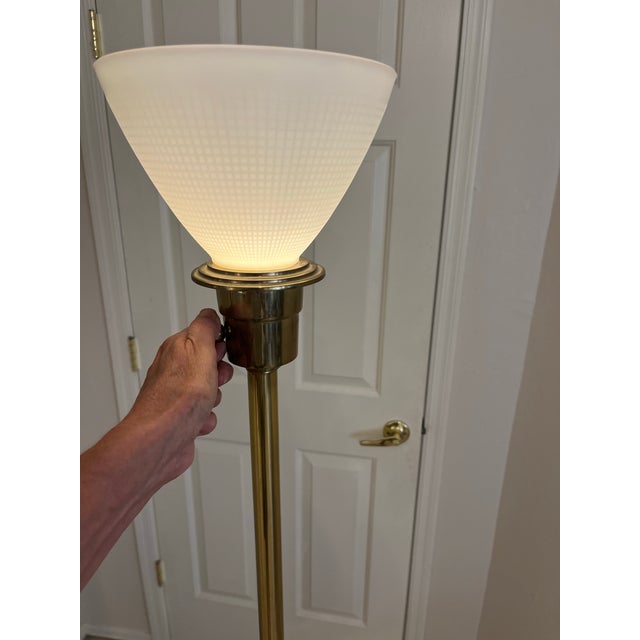 Brass Vintage Brass Stiffel Torchiere Floor Lamp For Sale - Image 8 of 12