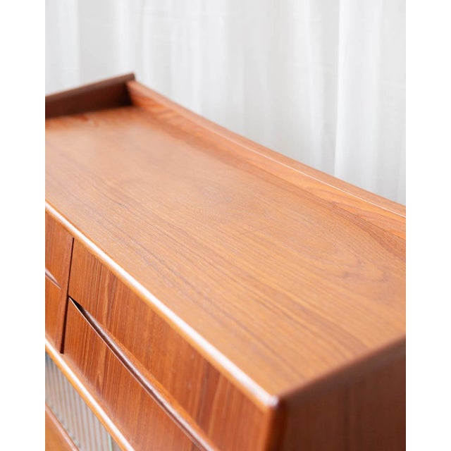 1960s Danish Teak Secretary Desk Attributed to Gunnar Falsig - Sliding Glass Doors For Sale - Image 4 of 18