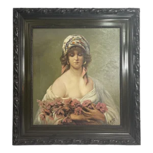 Early 20th Century Portrait Oil on Canvas French Woman Painting, Signed
