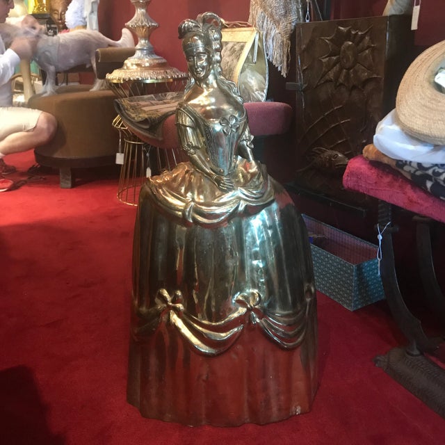 Lady Art Deco Metal Gold Color Fireplace Screen 1920’s For Sale - Image 11 of 11