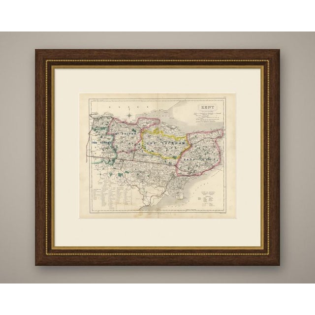 This antique fox hunting map of kent, engraved by j. And c. Walker for hobson's fox-hunting atlas circa 1870, shows four...