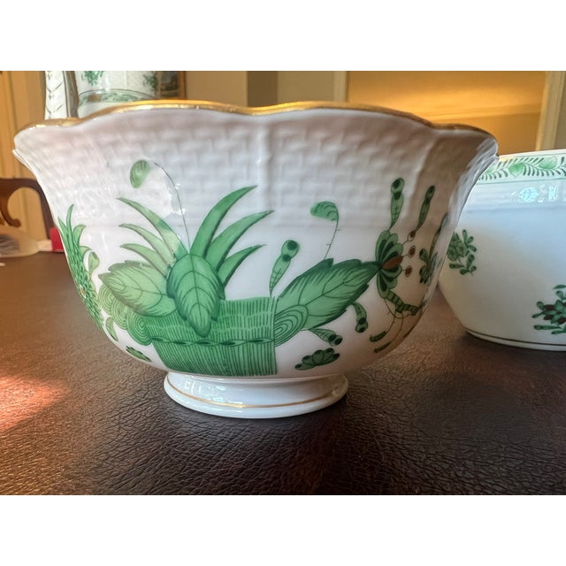 Herend Traditional Herend Sugar and Creamer in Excellent Condition Sugar Is Indian Basket Creamer Is Chinese Bouquet For Sale - Image 4 of 9