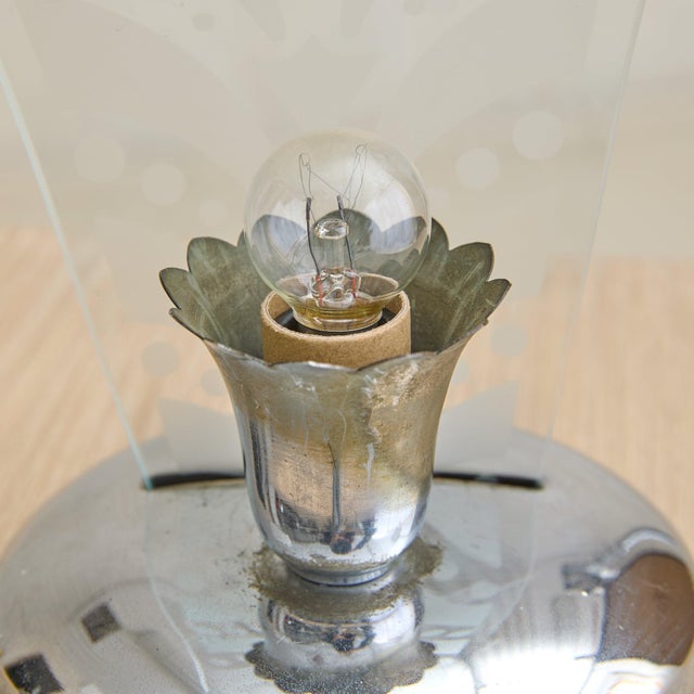1950s Petite Italian Chrome + Murano Glass Table Lamp, 1950s - 2 Available For Sale - Image 5 of 12