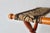 Vintage French Beechwood and Tapestry Folding Luggage Rack Nailhead Detail For Sale - Image 16 of 18