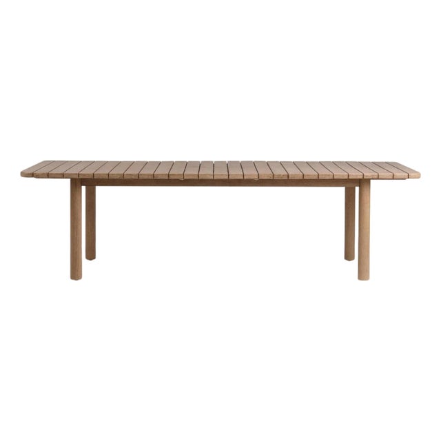 Outdoor Contemporary Slatted Acacia Extendable Dining Table For Sale