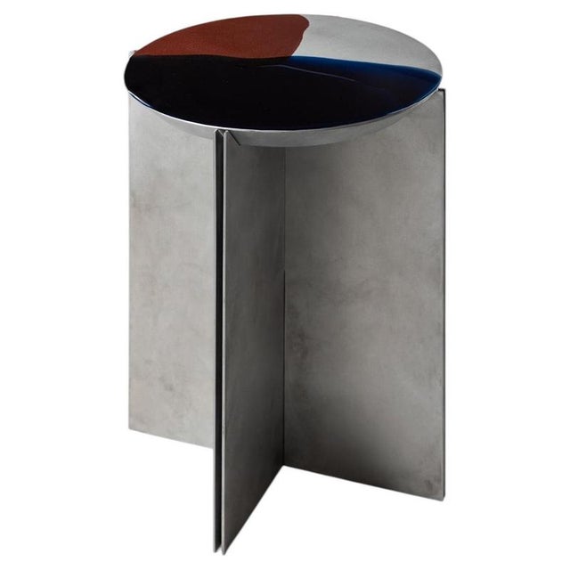 H7 Hand Decorated Metal and Aluminium Side Table by Studio Nyx For Sale - Image 18 of 18