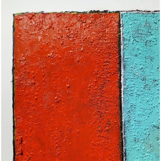 Fashion Inspired 'Blue and Orange' (2) Highly Textured Abstract Oil Painting For Sale - Image 6 of 11