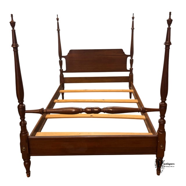 Brown Vintage Link Taylor Traditional American Style Mahogany Full Size Four Poster Bed For Sale - Image 8 of 8