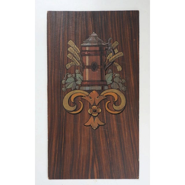 Vintage mural study of German beer stein by Oswald Fell (1903-1982), circa 1950. Gouache on artist board. From the artists...