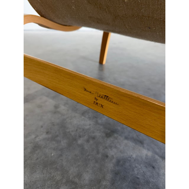 Wood 1980s Brown Leather Pernilla Chair and Ottoman by Bruno Mathsson for Dux Sweden, 2 Pieces For Sale - Image 7 of 14