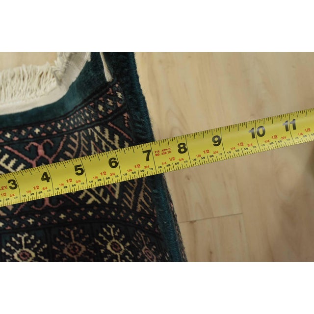 Bokhara Rug 3’7” X 5’11” Green Wool Tribal Hand-Knotted Oriental Carpet For Sale - Image 10 of 12