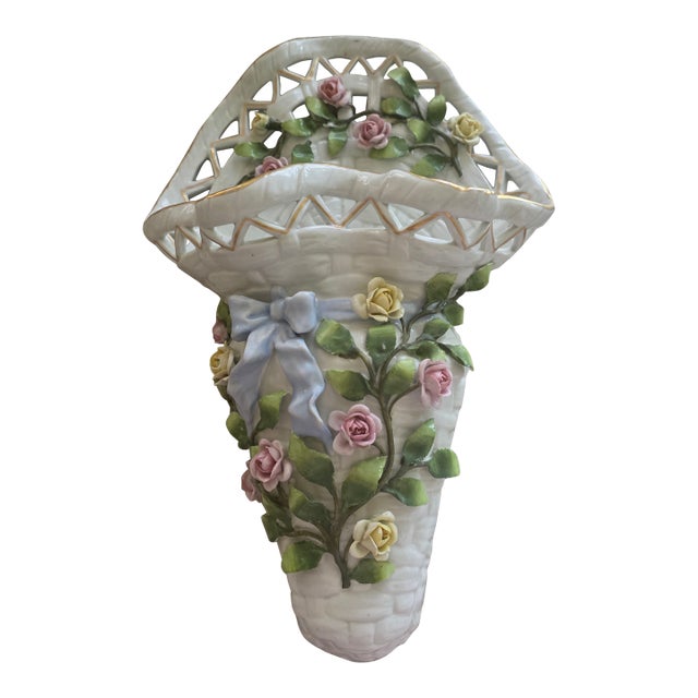 Large Antique German Wall Pocket Vase From Dresden For Sale