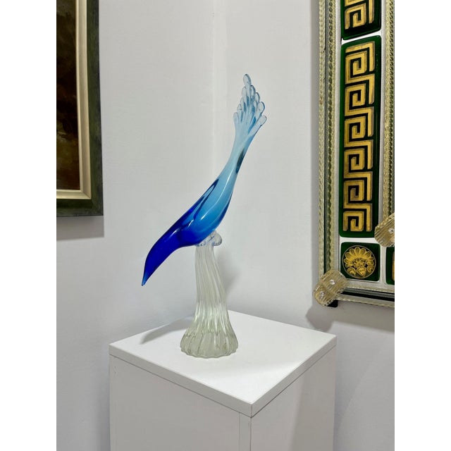 Beautiful Vintage Murano Glass Sculpture with great aquamarine coloring. A wonderful accent piece for any room! Measures...