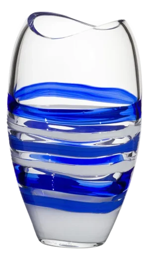 Small Ellisse Vase in Blue and White by Carlo Moretti