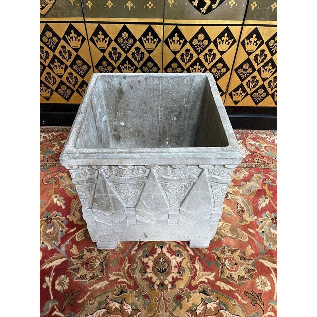 Large Art Deco Cement Pot Cache For Sale - Image 3 of 8