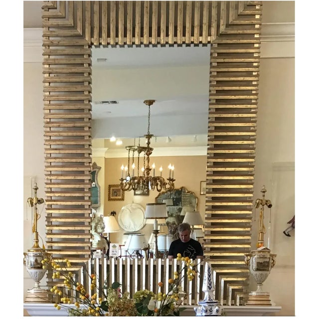Modern Huge Christopher Guy Modern Designer Silver Giltwood Mirror For Sale - Image 3 of 3