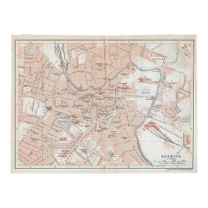 1910 Antique Map of Norwich