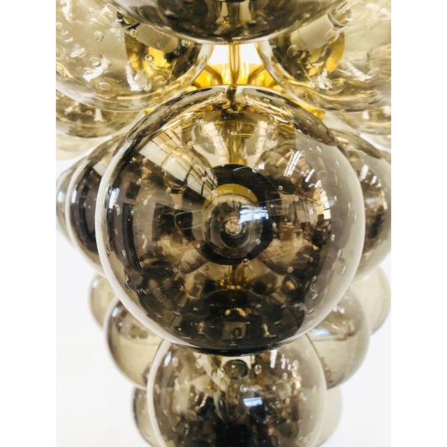 21st Century Italian Grappolo Polished Brass Smoky Bubbles Murano Glass Chandelier by Fabio LTD For Sale - Image 6 of 8
