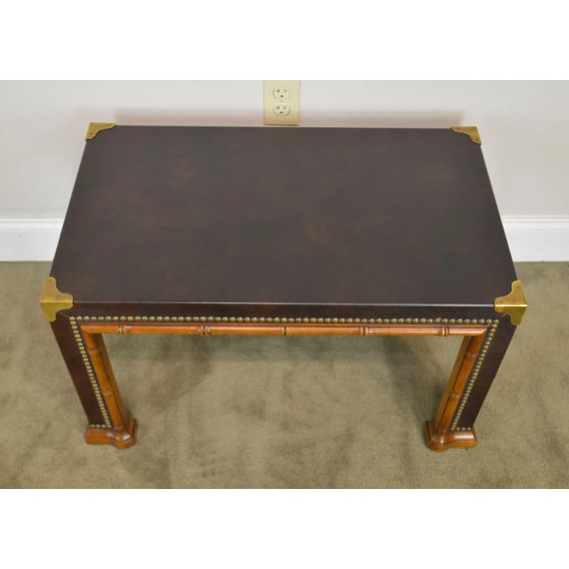 Animal Skin Drexel Et Cetera Vintage Faux Bamboo Leather Wrapped Parsons Coffee or Side Table For Sale - Image 7 of 13