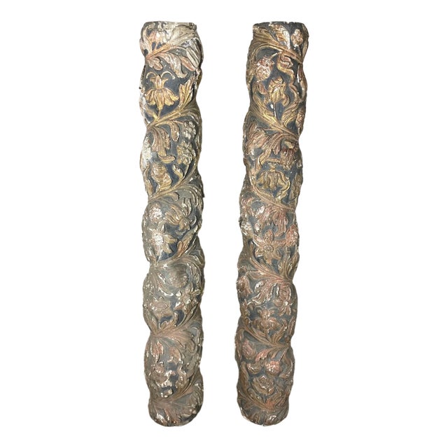 Vintage Corinthian Pillars with Capitals, Set of 2 For Sale