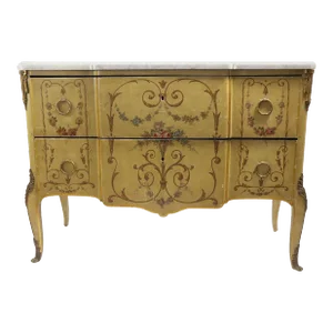 Antique Marble-Top Commode with Paint Decoration