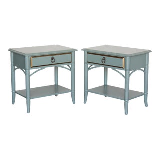Pair of Mid Century Light Green Side Tables For Sale