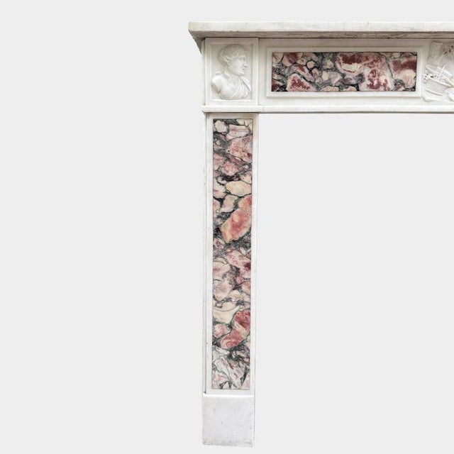 Antique Louis XVI White and Breccia Marble Fireplace Mantel, 1790 For Sale - Image 4 of 12