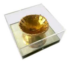 Ken Shores Gold Luster Feather Funk Pottery Ceremonial Bowl #6 In Mirrored Case