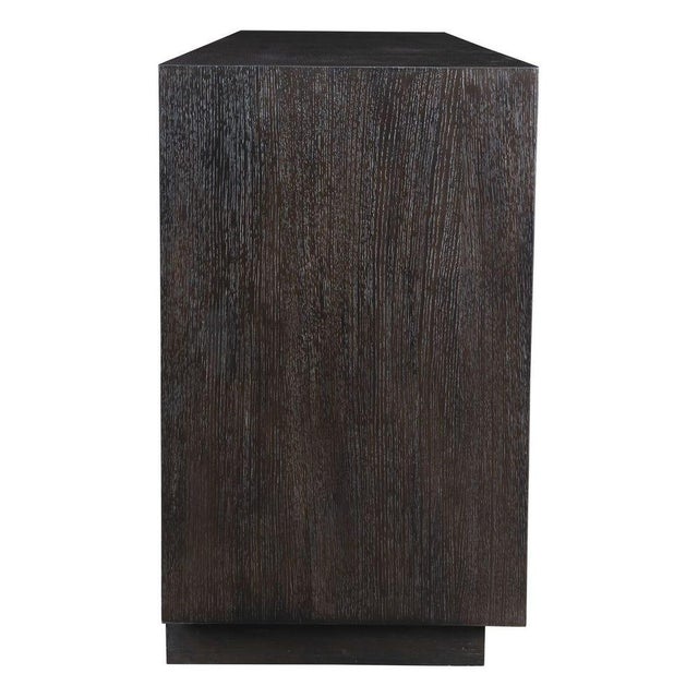 Coffee Chevron 4 Door Cabinet-New For Sale - Image 8 of 8