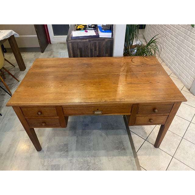Five-Drawer Desk in Oak, 1950 For Sale - Image 18 of 18