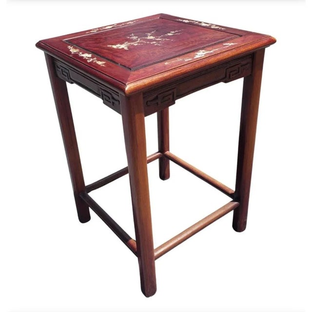 Wood Rosewood Mother-Of-Pearl Inlay Square Side Table For Sale - Image 7 of 11