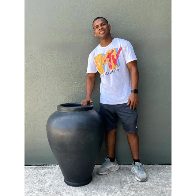 Late 20th Century Vintage Large Matte Ceramic Floor Vase For Sale - Image 5 of 12
