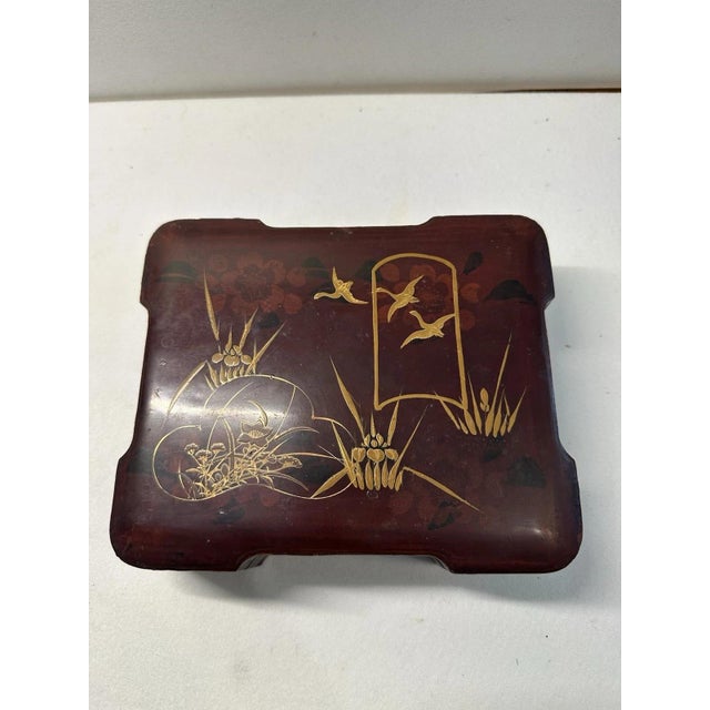 Wood Antique Japanese Lacquer Box, 1930s For Sale - Image 7 of 13