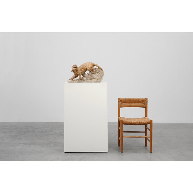 This striking mid‑century marble sculpture of a lynx, created in Belgium in the 1960s, captures the raw vitality and alert...