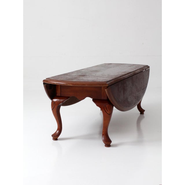 Vintage Queen Anne Style Drop Leaf Coffee Table For Sale - Image 12 of 15