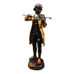 L. Gregoirey Signed Large Mozart With Violin Bronze Statue Sculpture 26"