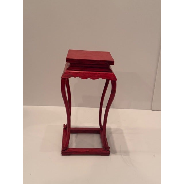 Asian Vintage Red Lacquer Square Side Table For Sale - Image 3 of 5