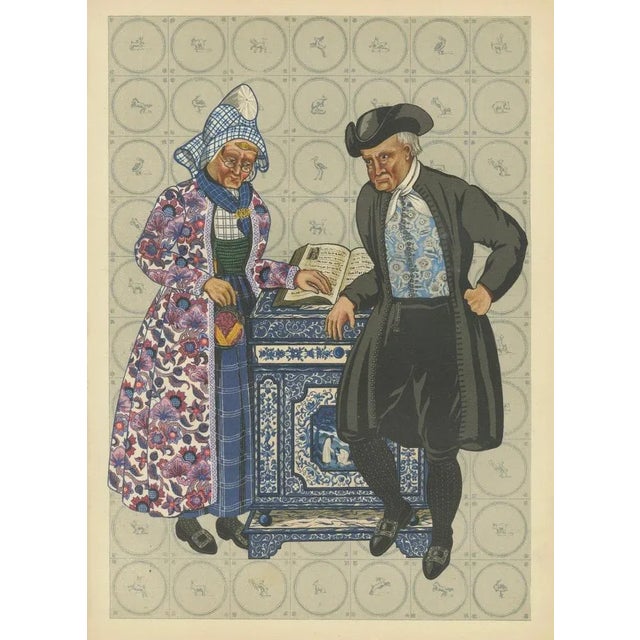 Black Gratiane de Gardilanne and Elizabeth Whitney Moffatt, Mourning Dress in Hindeloopen with Delft Stove, 1932, Lithograph For Sale - Image 8 of 10