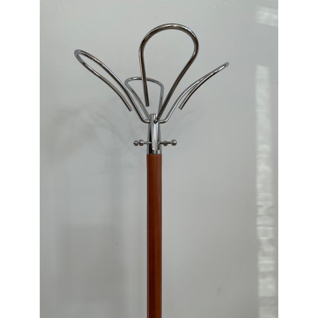 Mid 20th Century Modern Atomic "Lotus" Coat Rack in Chrome and Teak For Sale In Raleigh - Image 6 of 13