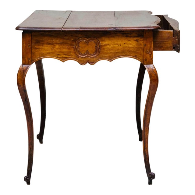 French Provincial French Provincial Louis XV Period Carved Walnut Writing Table or Side Table For Sale - Image 3 of 13