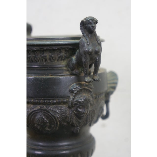 Metal Antique French Michelant Laligant Black Slate Cassolette Trophy Urn Mantle Clock 16" For Sale - Image 7 of 17
