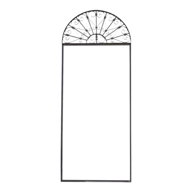 Vintage Wrought Iron Arch Top Full Length Floor Mirror Frame C For Sale