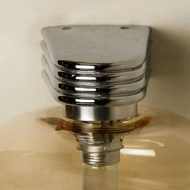 Amber Glass and Chrome Wall Light, 1970s For Sale - Image 6 of 12