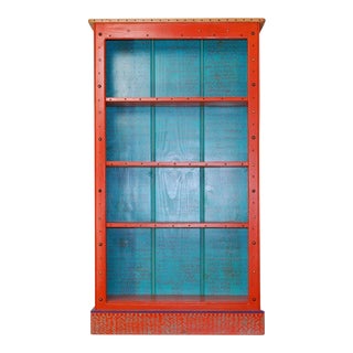 Late 20th Century Texas Artist David Marsh Painted Pine Bookcase For Sale