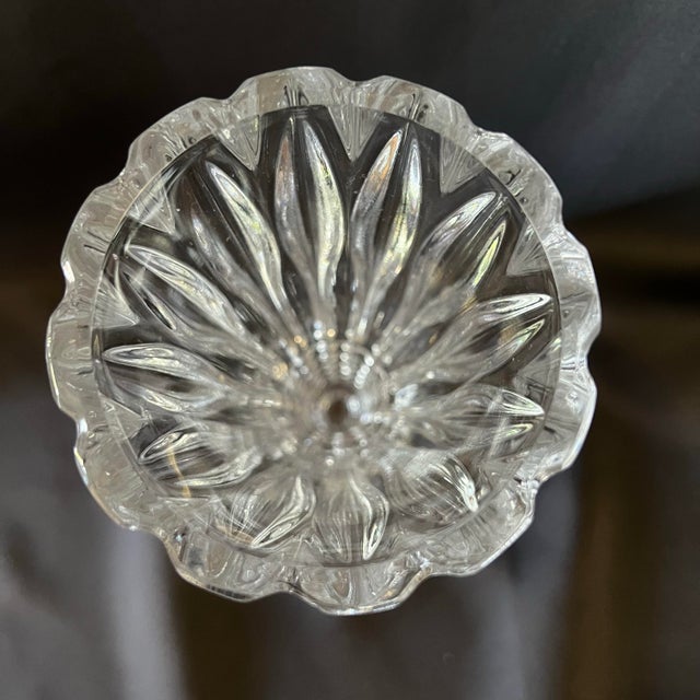 Early 20th Century Vintage Crystal Bud Vase Trio Sculptural Cut Glass Curated Collection For Sale - Image 5 of 9