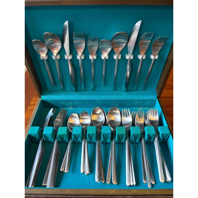 Silver 1950s Tapio Wirkkala for Rosenthal Austria "Composition S" by Rostfrei Satin- 40 Pieces For Sale - Image 8 of 9